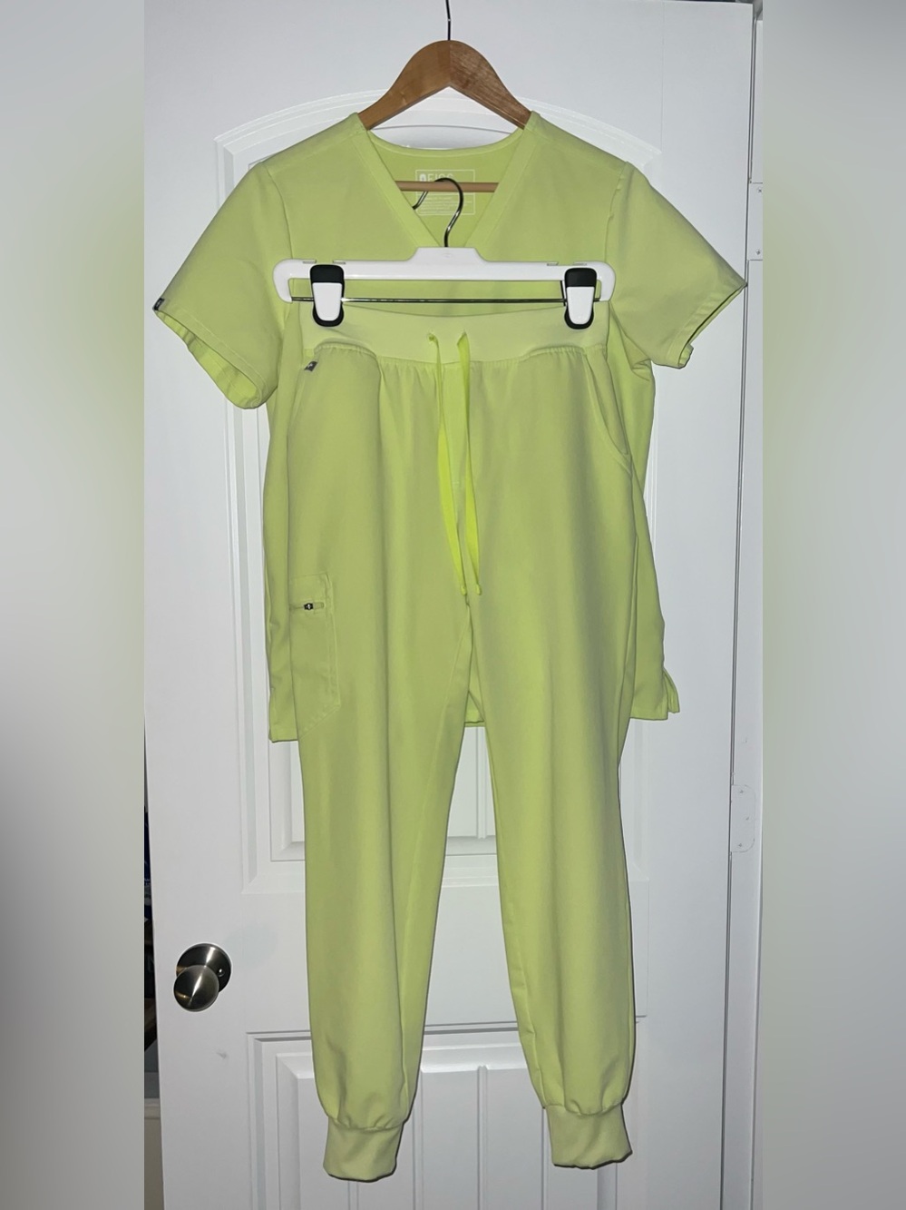 Figs Lime Green Scrub Set - Top & Jogger Pants